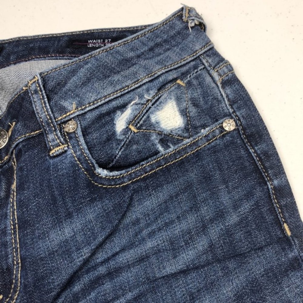 LIKE NEW VIGOSS CHELSEA SKINNY JEANS 27x29 RARE DISTRESS ED ๐ - Picture 9 of 12
